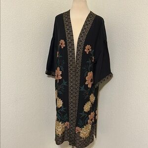 Floral Embroidered Kimono Cardigan S/M Small Medium